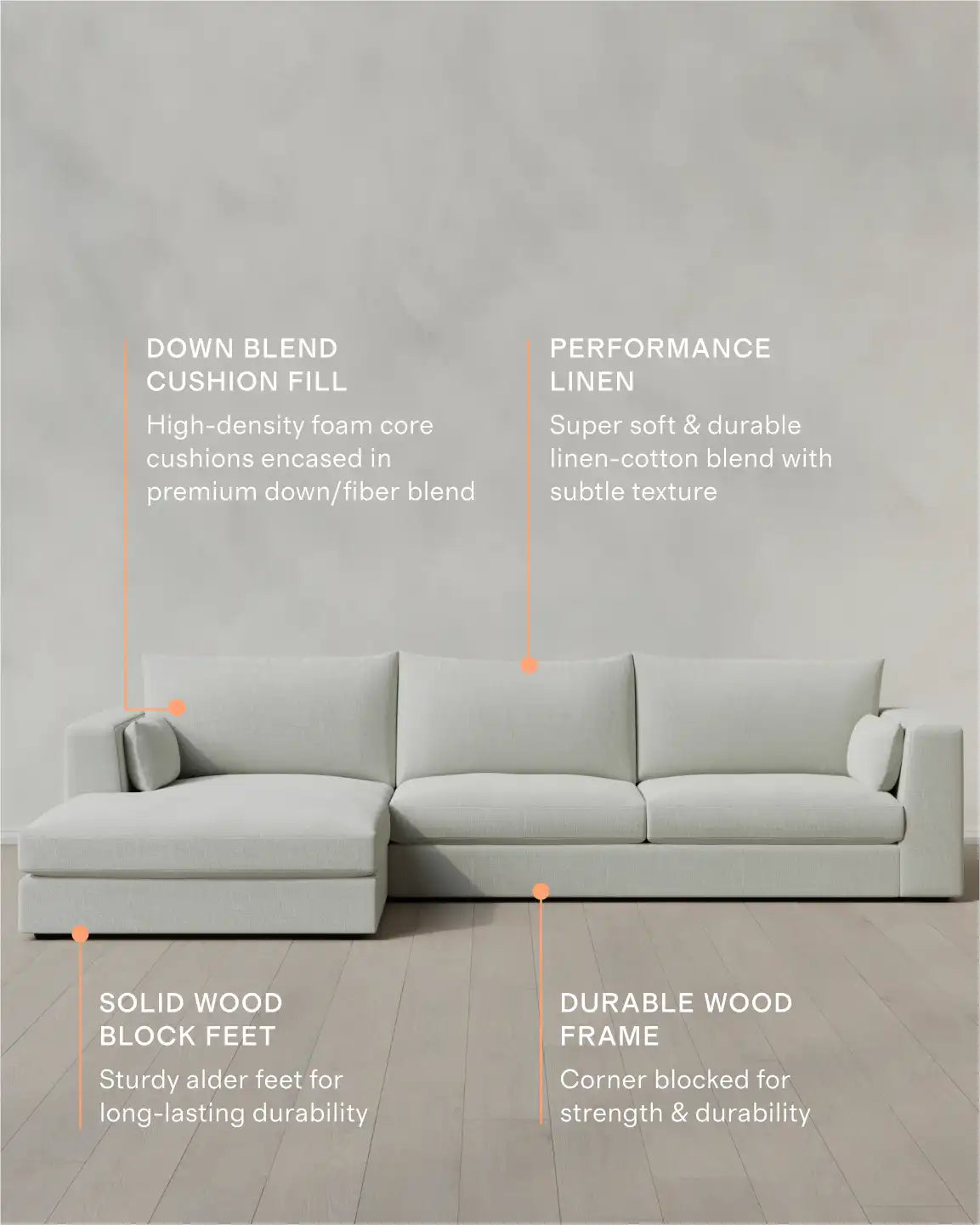 Oasis Chaise Sectional in Performance Linen