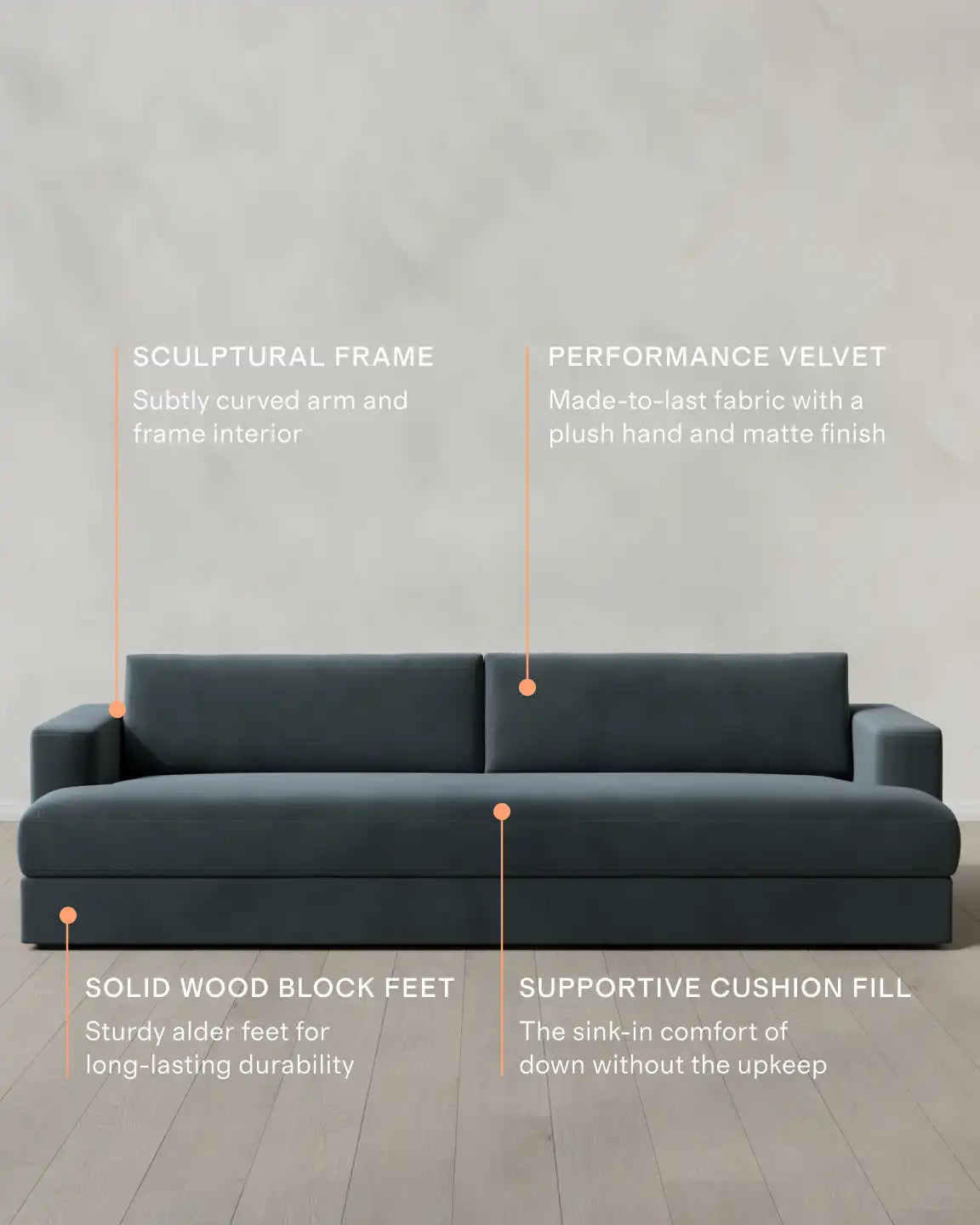 Sierra Curved Arm Sofa in Performance Velvet