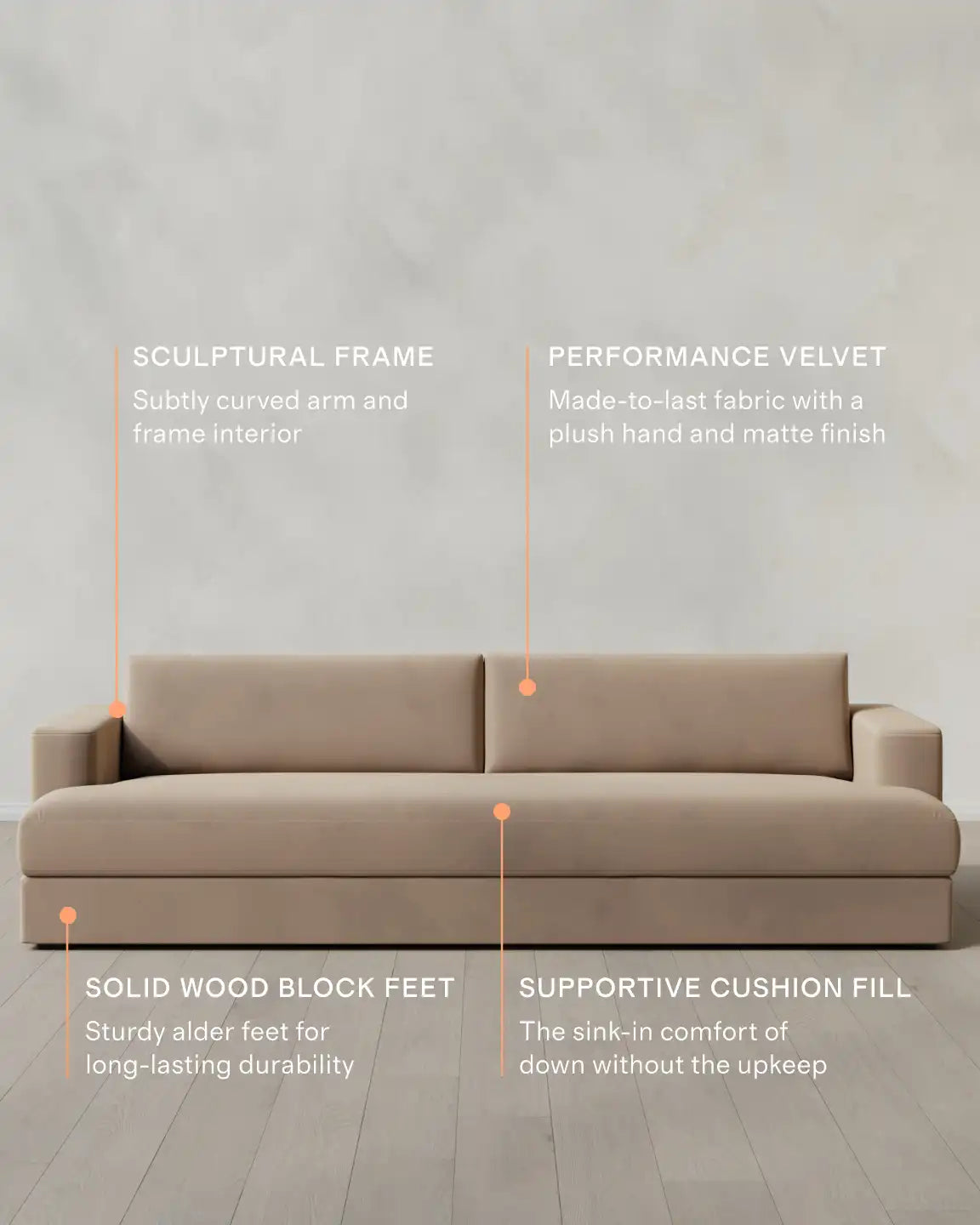 Sierra Curved Arm Sofa in Performance Velvet