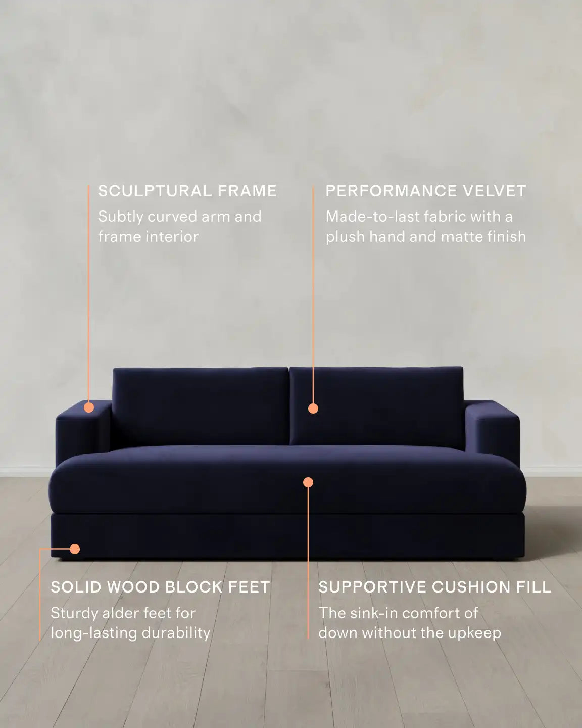 Sierra Curved Arm Sofa in Performance Velvet