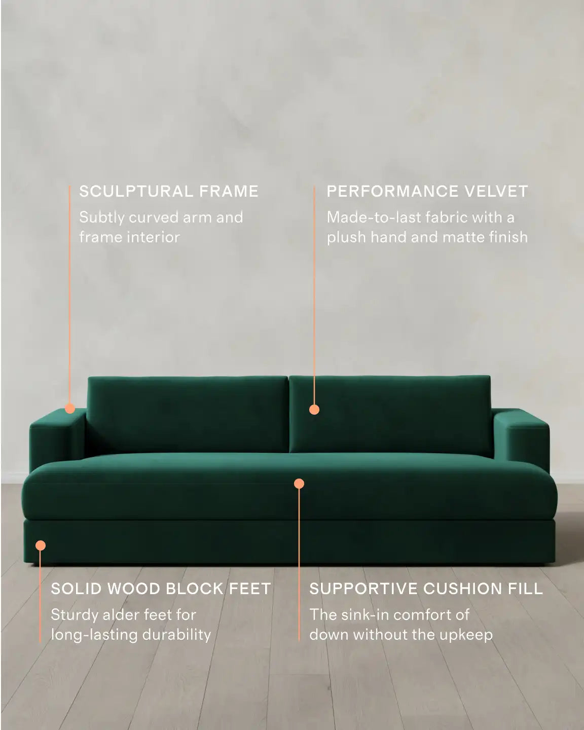 Sierra Curved Arm Sofa in Performance Velvet