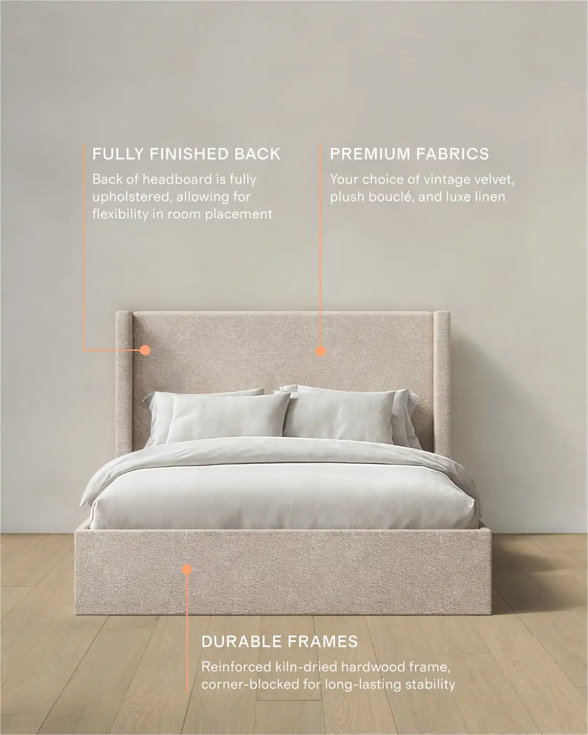 Plush Boucle Wingback Bed