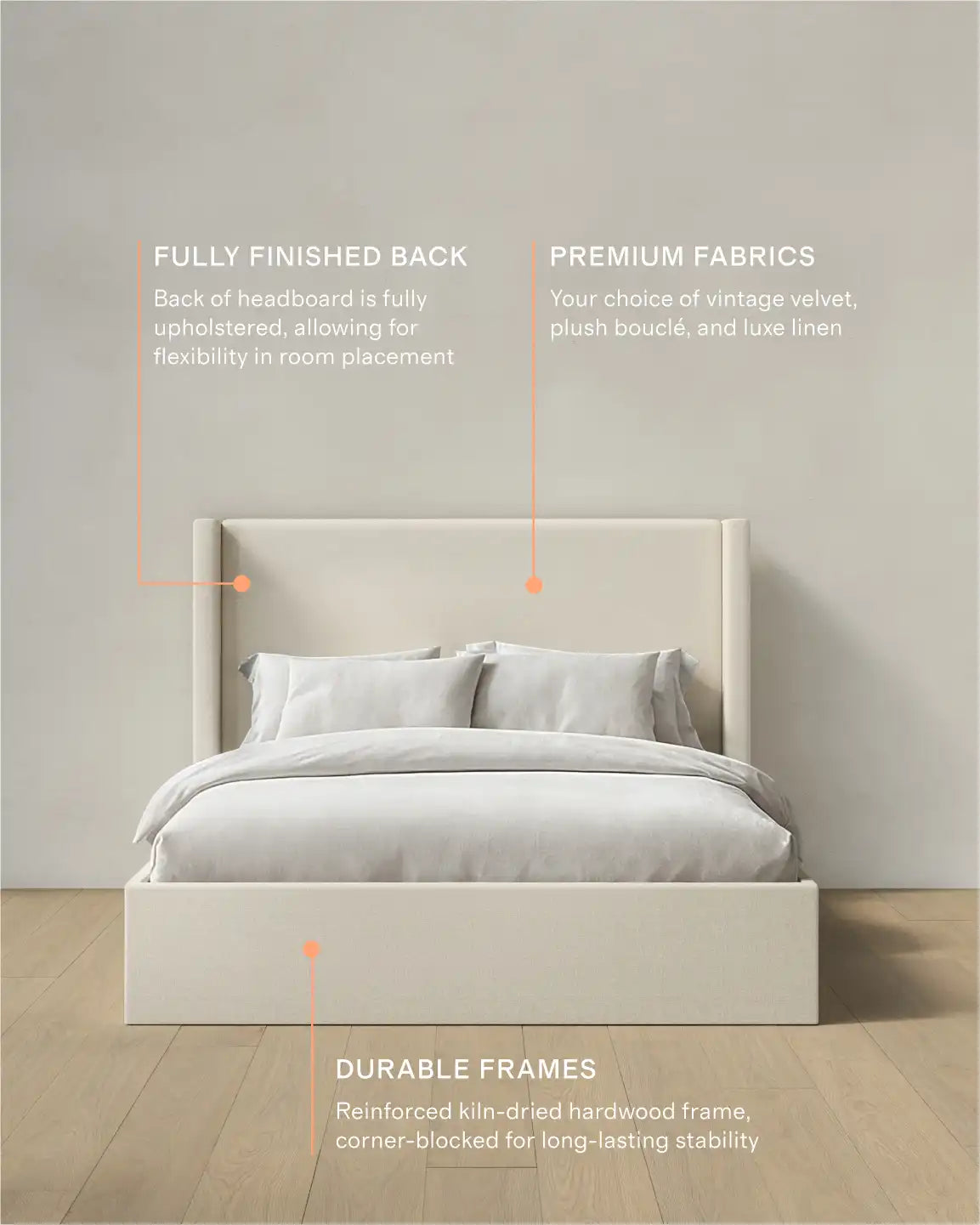 100% Linen Wingback Bed