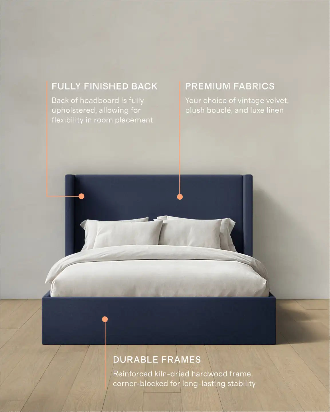 100% Linen Wingback Bed