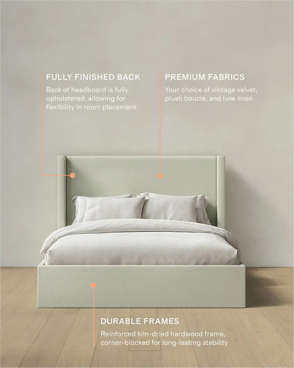 100% Linen Wingback Bed